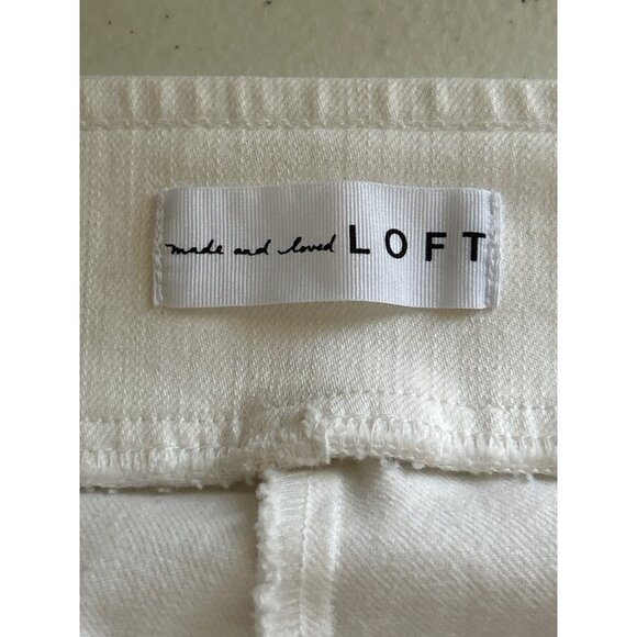 Loft White Womens Mid-Rise Cropped Elastic Waist Jeans With Frayed Hem Size 4 - Picture 4 of 8